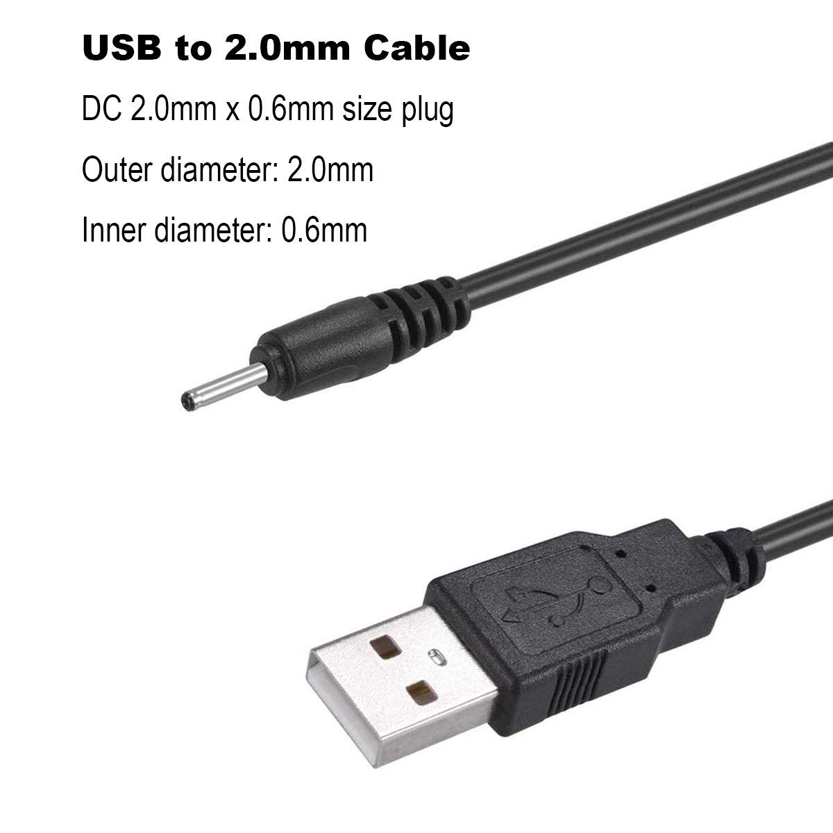 Amazon.com: NEORTX USB to DC 2.0mm Cable, 1.5ft/0.5m USB 2.0 Type